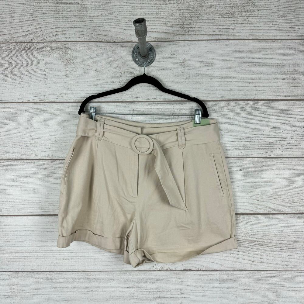 Ryegrass Women's Cream Cotton Mid-Rise Belted Shorts Size 16